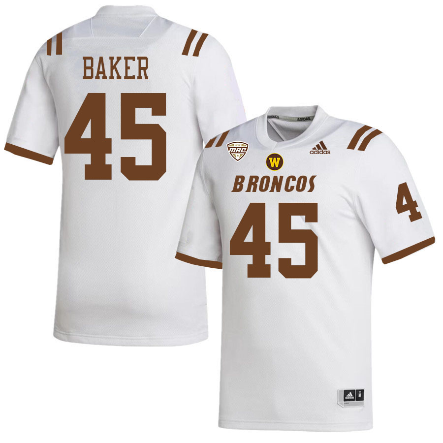 #45 Andrew Baker Western Michigan Broncos College Football Jerseys Stitched-White